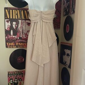 Vintage 90's formal gown, Betsy & Adam brand, size 6, sparkly peach fabric